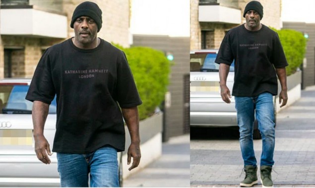 Idris Elba out for fresh air in the streets of London after health recovery