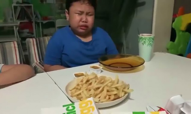 Boy weeps with joy as he eats his first McDonald's meal after months of locdown