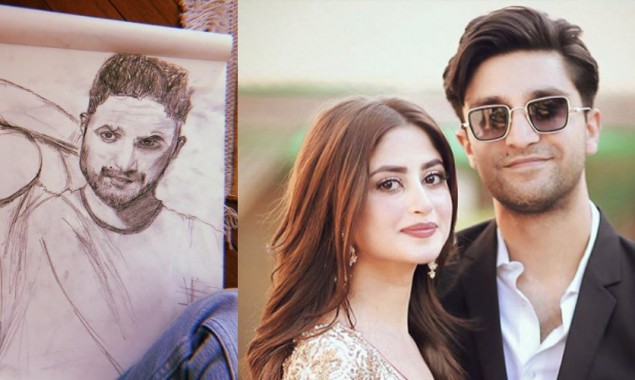 Sajal Ali sketches husband Ahad Raza Mir during self-isolation