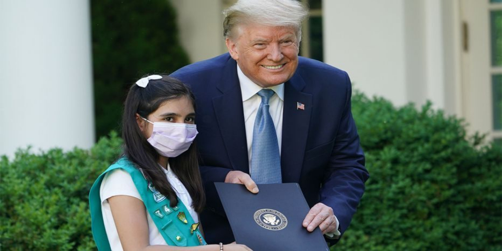Trump honors Pakistani-American girl for gesture towards coronavirus heroes