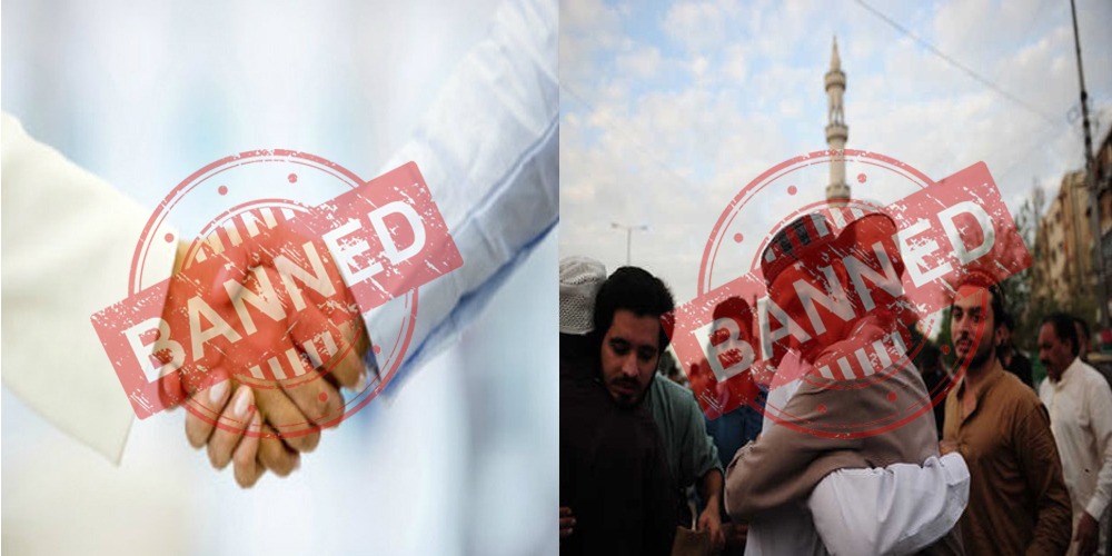 Sindh govt to ban shaking hands and embracing after Eid prayer
