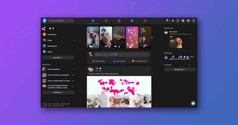Facebook's redesigned website with dark mode now available for all users