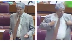 Naveed Qamar takes off his coat and gets ready to fight in the National Assembly