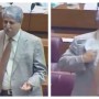 Naveed Qamar takes off his coat and gets ready to fight in the National Assembly