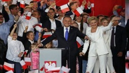 Poland's President Duda leads presidential election, exit polls suggest