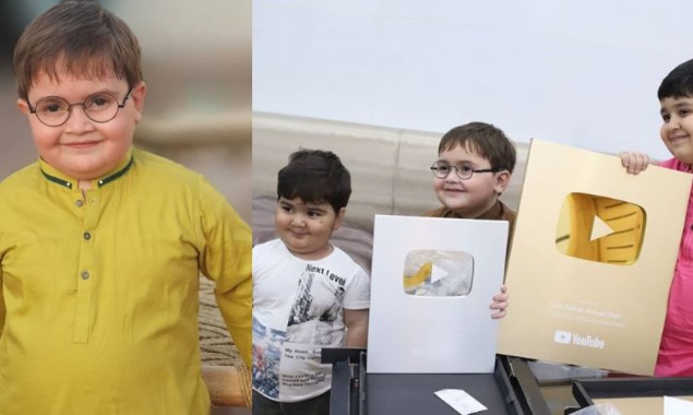 Ahmad Shah with family celebrates receiving YouTube Gold play button