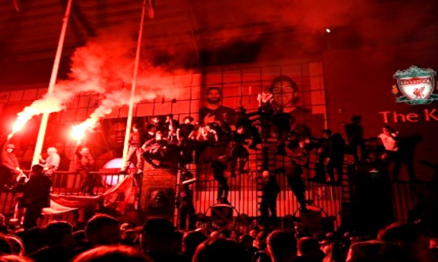 Dozens Arrested as fans gathered outside Anfield to celebrate Liverpool victory