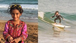 Pictures of nine-year-old balochi girl surfing on waves break the internet