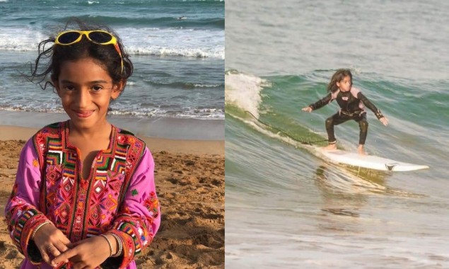 Pictures of nine-year-old balochi girl surfing on waves break the internet