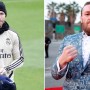 Conor McGregor shows off his football skills to Captian Ramos