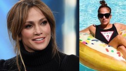 Jennifer Lopez shares moments as she splashed around the pool