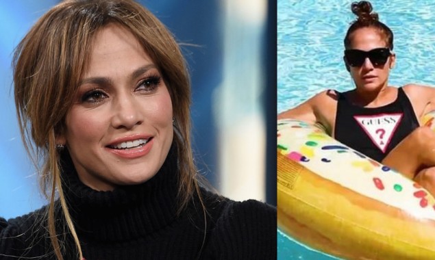Jennifer Lopez shares moments as she splashed around the pool
