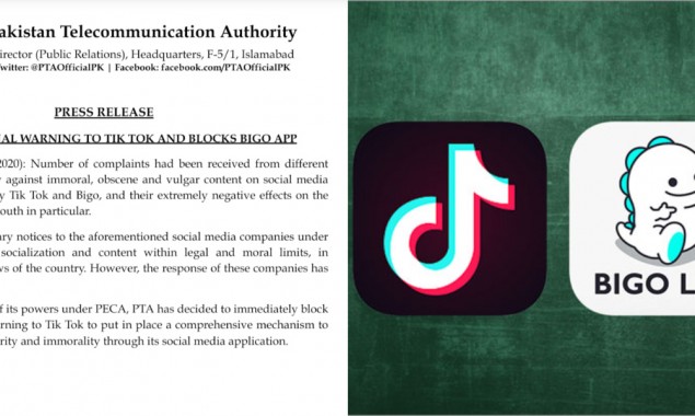 PTA blocks Bigo Video App, warns TikTok