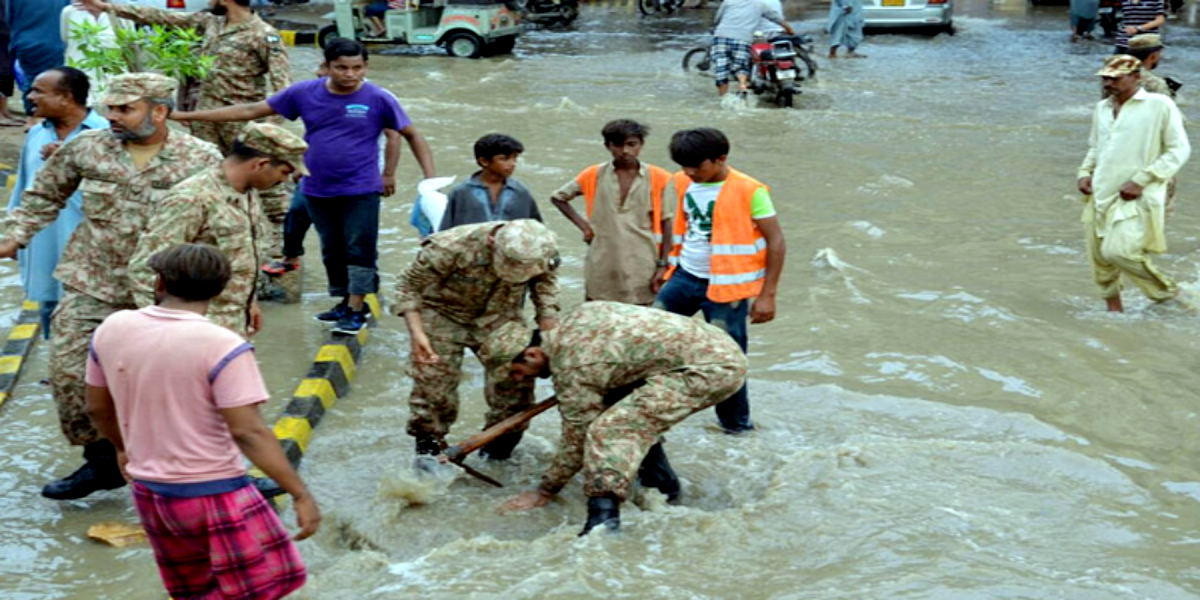 Relief operations of Pak Army, Navy continue flood-hit areas of Karachi