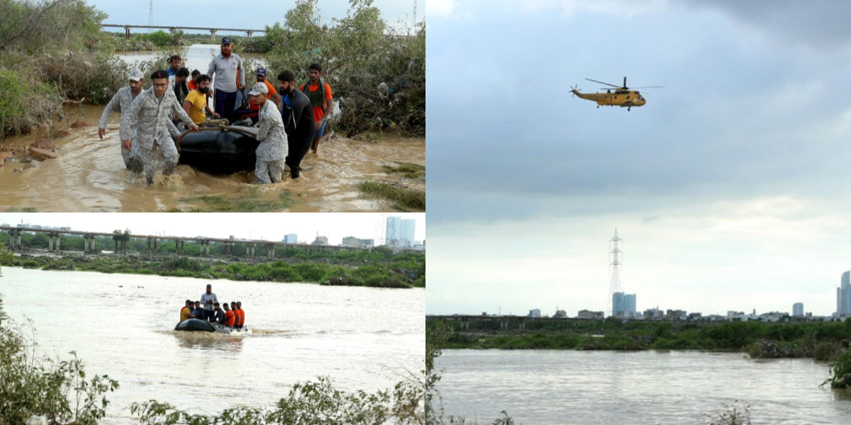 Pakistan Navy continues relief operations in rain-affected areas of Karachi