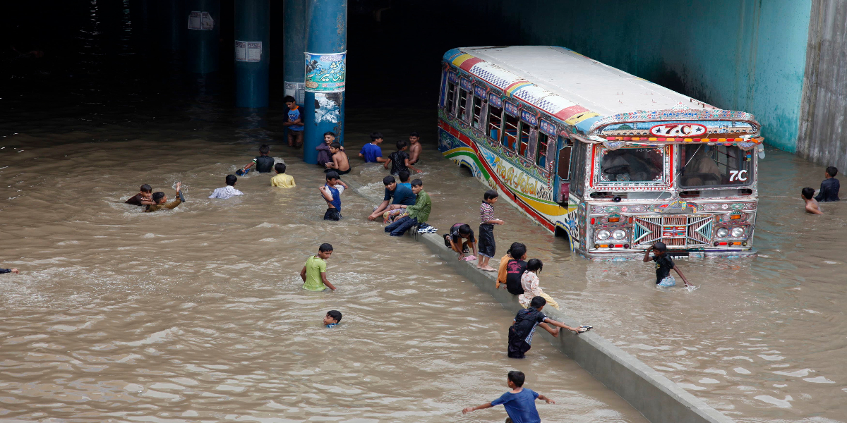 Karachi rain Underpass in water