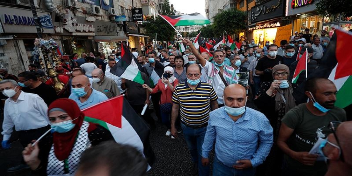 Palestinians protest against Arab normalisation deals with Israel