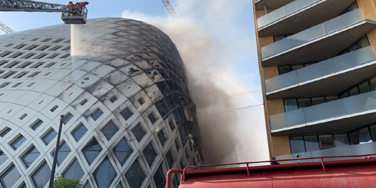 Landmark building in central Beirut catches fire