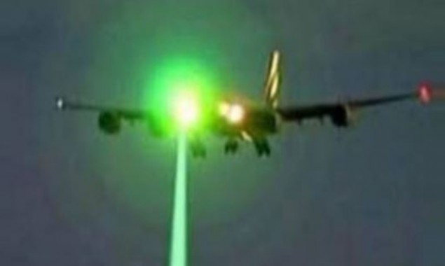 Int’l flight targeted by laser light before landing at Islamabad airport