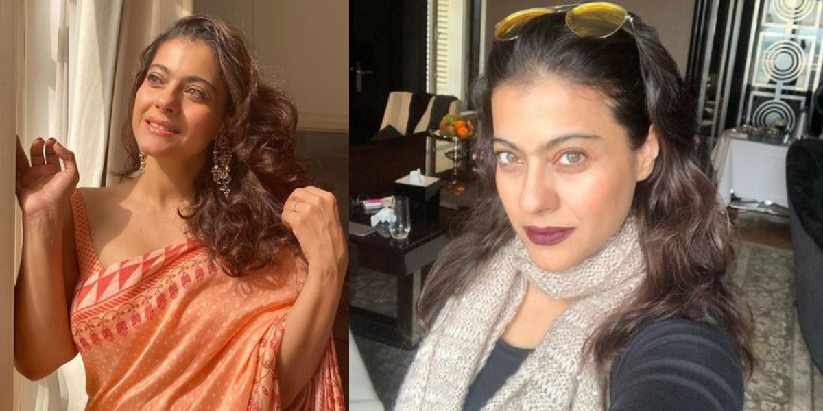 Kajol wearing rose-pink saree