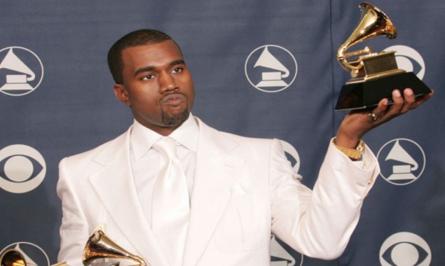 Kanye West peeing over Grammy Award