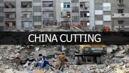 Collapsed building in Korangi constructed on China cutting land