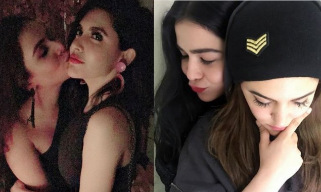 Humaima Malick kissing her friend