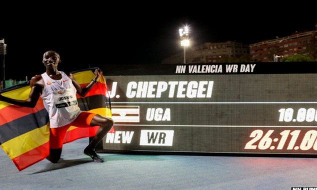 Joshua Cheptegei sets world record of running 10,000 meters in less than 27 minutes