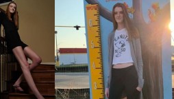 Girl with longest legs breaks two Guinness World Records