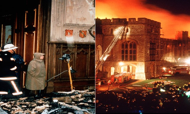 When Windsor Castle was burnt down to flames