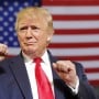 US former president Donald Trump addresses a rally in Delaware, Ohio