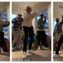 Justin Bieber dances with friends by the Christmas tree