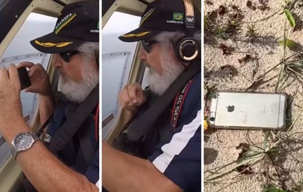 The man’s phone falls off the plane and records the whole ordeal