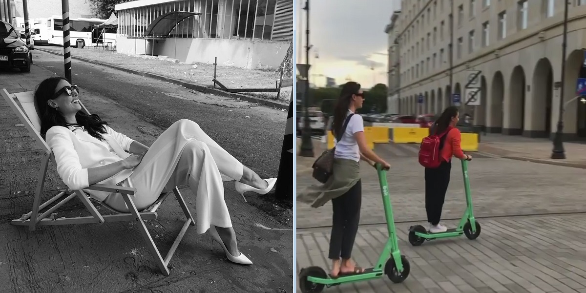 Esra Bilgic riding scooty