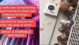 Man tries to clean wife’s makeup brushes but gets it horribly wrong
