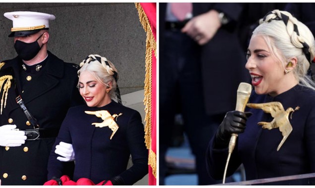 Lady Gaga’s Gold Pin Adorned Her Dress At Joe Biden’s Inauguration