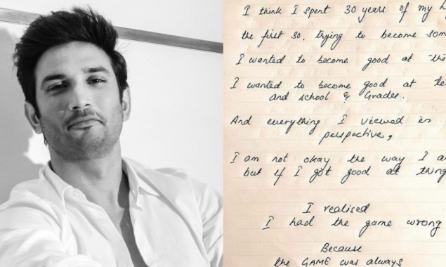 Sushant Singh Rajput’s sister shares late actor’s old handwritten note