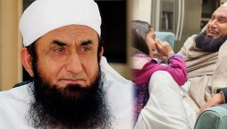 Maulana Tariq Jamil all smiles with his granddaughter