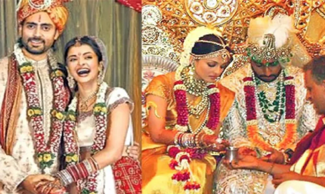 Aishwarya Rai Bachchan wedding saree gold