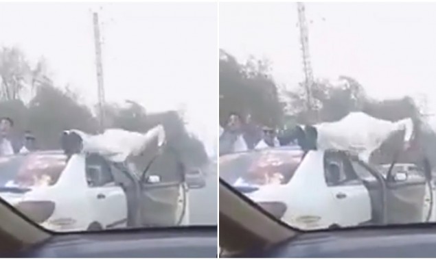 Man arrested for performing stunts on a moving car in Peshawar, watch