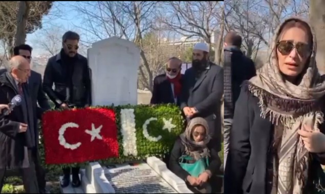 Adnan Siddiqui, Humayun Saeed & Reema Khan visit graveyard of Turk Lala Peshawari