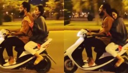 Video: Iqra Aziz, Yasir Hussain Enjoy Scooter Ride At Night