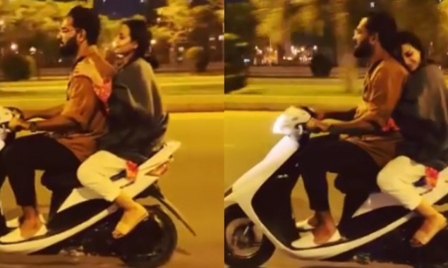 Video: Iqra Aziz, Yasir Hussain Enjoy Scooter Ride At Night