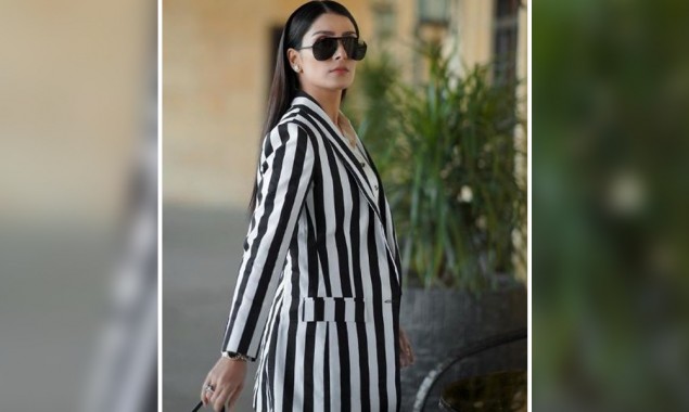 Ayeza Khan rocks a black-white striped suit; take a look!