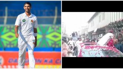Shahnawaz Dahani receives warm welcome upon return to his hometown