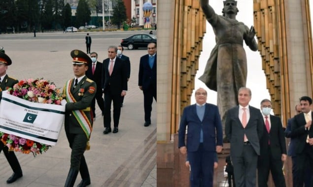 FM Qureshi At monument of founder Tajik Empire