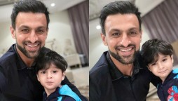 Shoaib Malik with his son