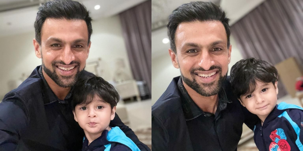 Shoaib Malik with his son