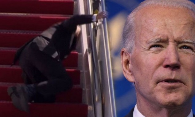 Oldest US President Biden Tripping Up Stairs Of Air Force One Thrice