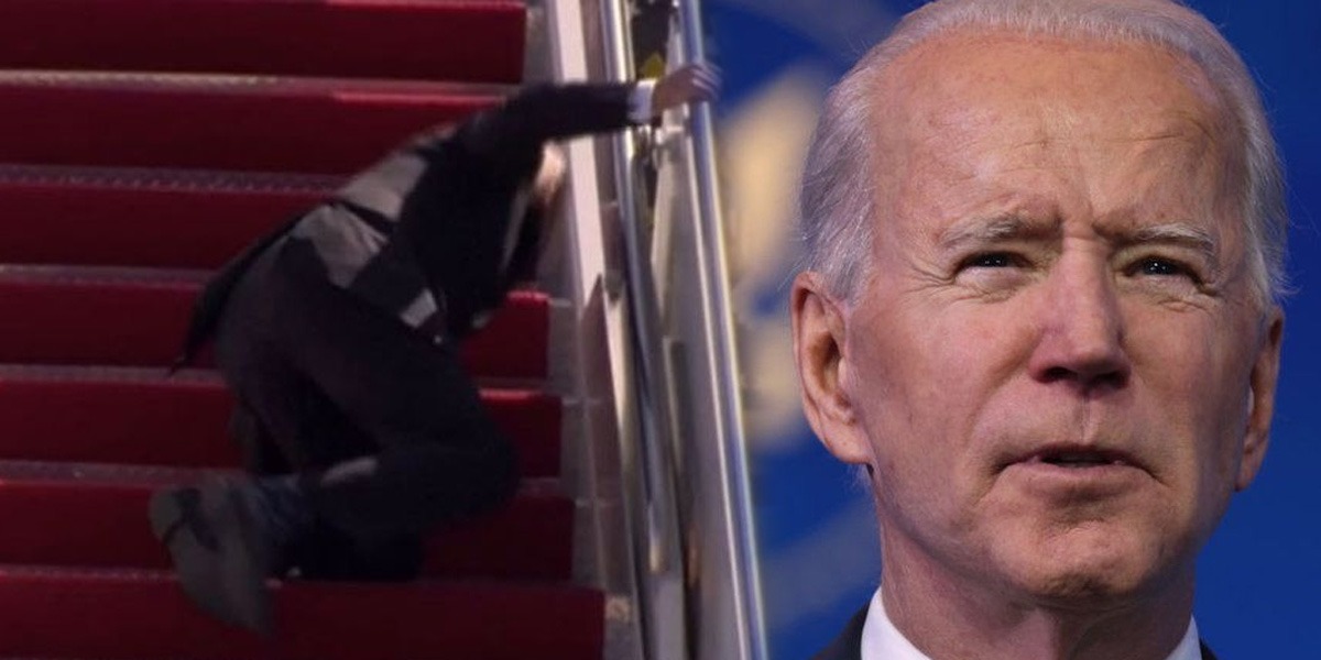 Oldest US President Biden Tripping Up Stairs Of Air Force One Thrice